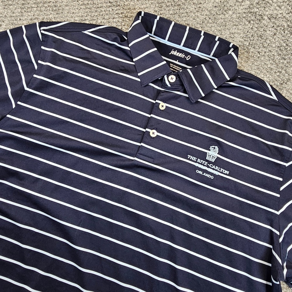 Johnnie-O Ritz Carlton Orlando Golf Performance Polo Shirt Mens Large Navy Blue